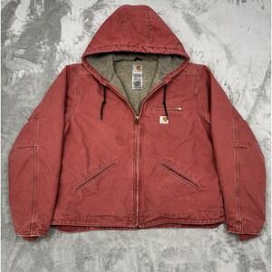 Vintage Carhartt Jacket Womens XL WJ141 VRS Sherpa Lined Sierra Detroit Salmon